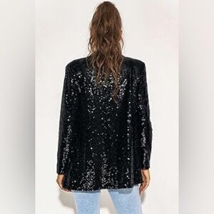 New Nordstrom by M&M Michael Jackson Y2K Black Sequined Blazer Jacket size Med